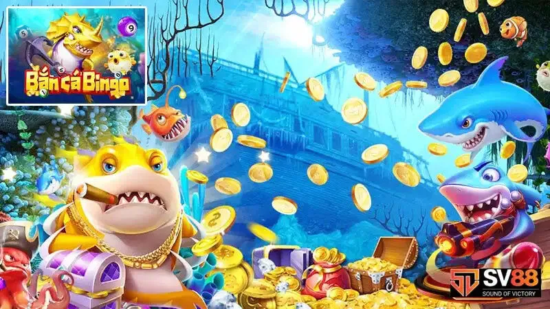 Alt: Hình ảnh giao diện game Bắn Cá Bingo với các loại cá đa dạng và màu sắc sinh động