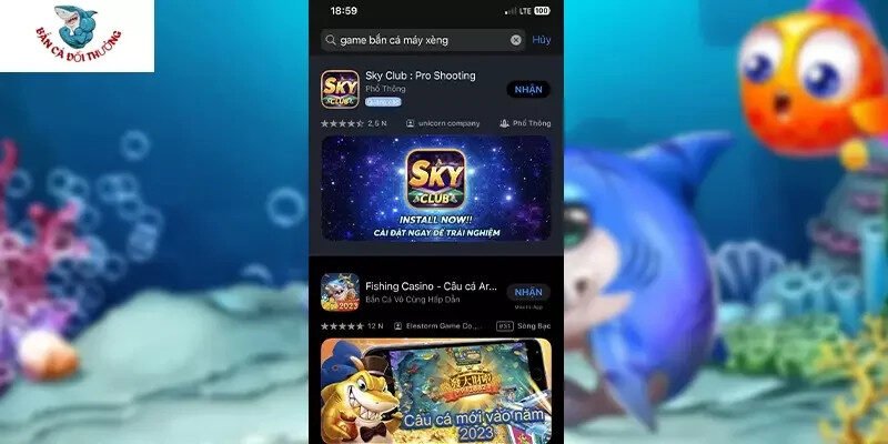 alt text: Hình ảnh điện thoại hiển thị giao diện game bắn cá máy xèng