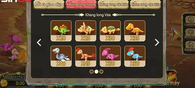 Đồ họa bắn cá khủng long đẹp mắt